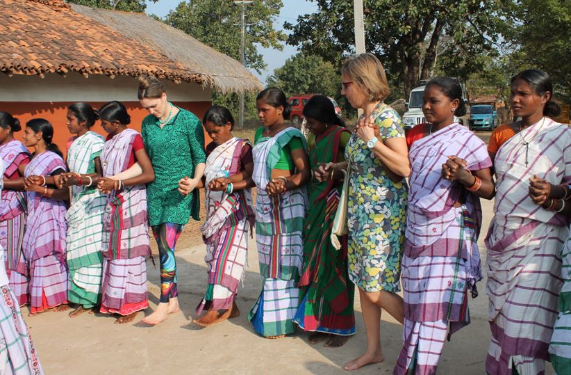 Dancing with the young Santhali Women of the Village Bathur