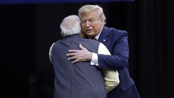 Modi and Trump hug