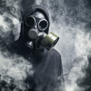 masked man in smokes